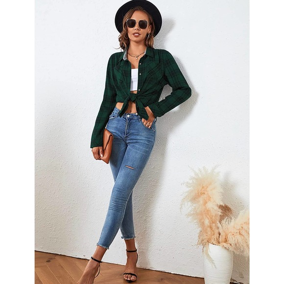 SAMERM Flannel Shirt Oversized Long Sleeve Button Down - Picture 5 of 6